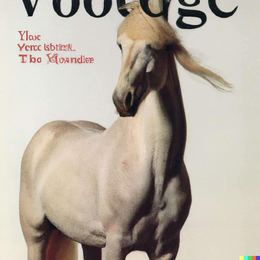 a horse, front cover of Vogue, 1980
